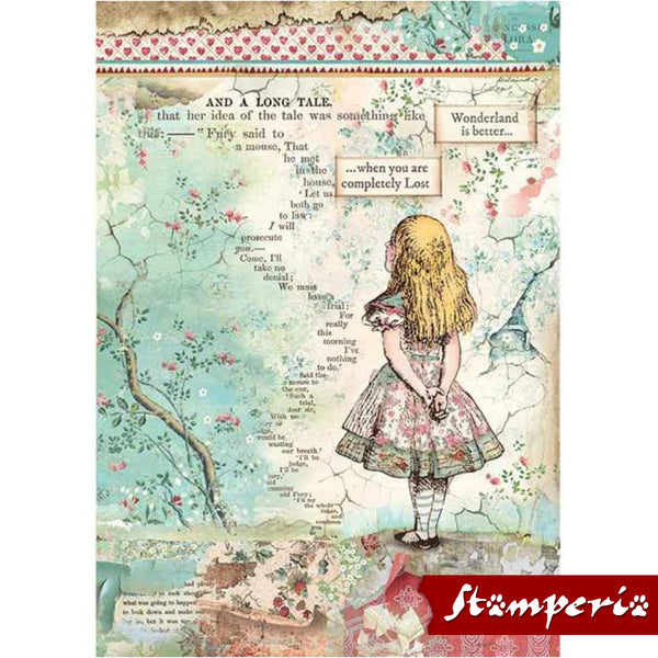 A Long Tale - Alice in Wonderland Series ... by Stamperia. Printed Rice Tissue Paper - 1 (one) x A4