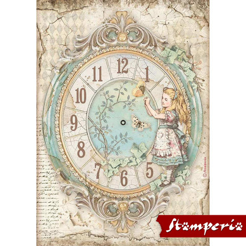 Clock - Alice in Wonderland Series ... by Stamperia. Printed Rice Tissue Paper at Art by Jenny online shop in Australia