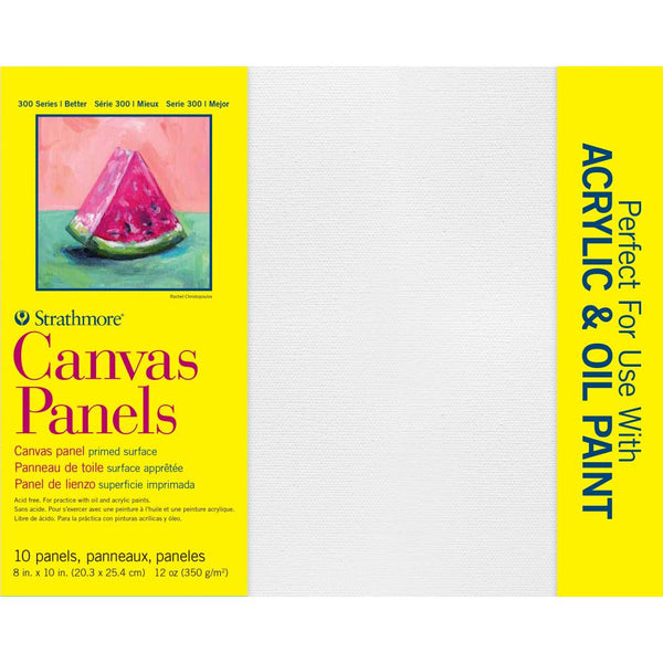 Canvas Panels, White 8x10in - Strathmore ... Ready to use for Mixed Media, Painting and Visual Arts - Triple primed 100% cotton canvas covered artboards. 