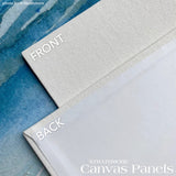 Canvas Panels, White - Strathmore ... Ready to use for Mixed Media, Painting and Visual Arts - Triple primed 100% cotton canvas covered artboards. Photo by Strathmore showing details.