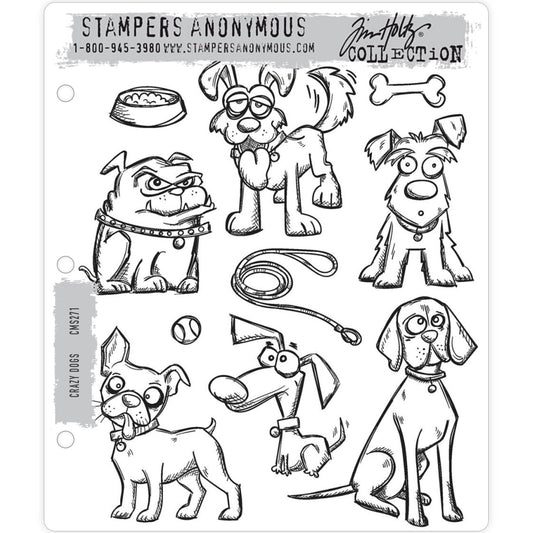 Crazy Dogs ... 10 rubber stamps by Tim Holtz (cms271)