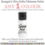 The Tim Holtz Distress paints are a unique paint that is water reactive yet permanent on most surfaces including metal, glass, plastic, fabrics and all papers. Its a quality paint for altering metals, blending backgrounds and adding colour to your crafts.  Distress Paints are made with a water-reactive fusion of paints and pigments that creates a splattery, bubbly watercolour effect when sprayed or splashed with water or inks. The colours are opaque and dry with a matte finish. 