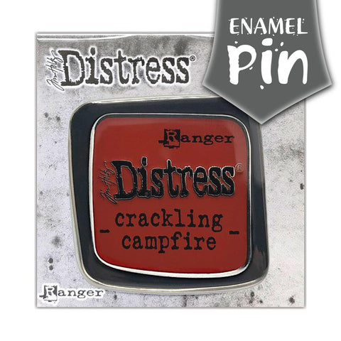 Tim Holtz Distress Enamel Pin - Crackling Campfire (rustic earthy orange red) ... 1 (one) enamel and metal brooch, badge or pin that is square with rounded corners, just like a retro styled Distress Ink Pad.