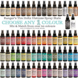 overview of Distress Ink Spray Stain from Tim Holtz and Ranger, for sale at Art by Jenny in Australia