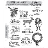 Festive Overlay ... by Tim Holtz, made by Stampers Anonymous (CMS357). Set of 12 (twelve) cling mounted red rubber stamps.