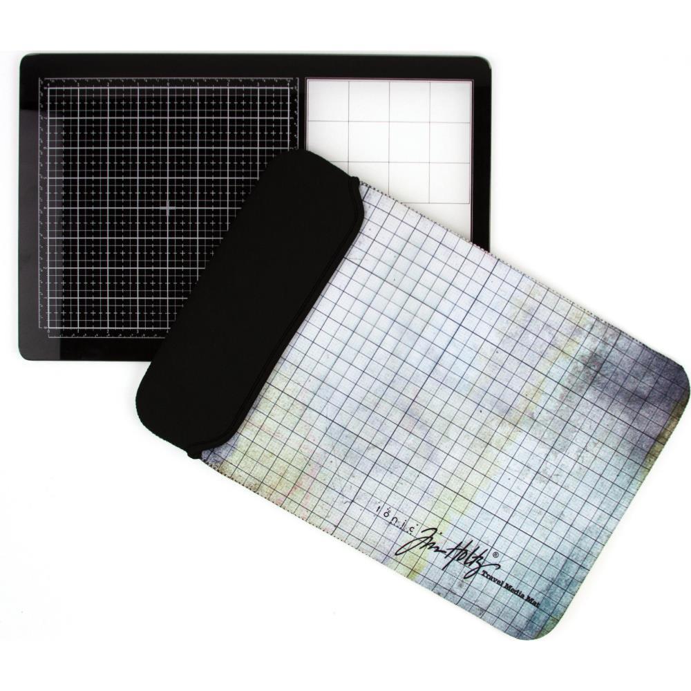  the Tim Holtz Travel Sized Glass Media Mat with a protective sleeve pouch by Tonic Studio