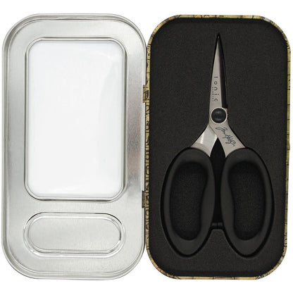 Tim Holtz Haberdashery Scissors 5 inch long inside the tin