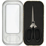 Tim Holtz Haberdashery Scissors 6 inch shown inside the tin