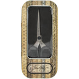 Tim Holtz Haberdashery Scissors 6 inch inside the storage tin