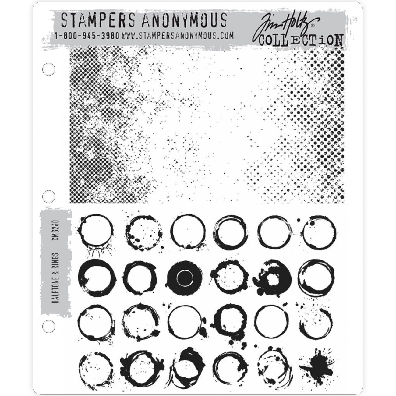 Halftone and Rings ... 2 rubber stamps by Tim Holtz (CMS260).