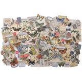 overview of all the beautiful pieces in the Tim Holtz IdeaOlogy ephemera paper collection of Field Notes
