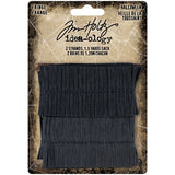 Fringe - Crepe Paper, Black ... by Tim Holtz Idea-Ology - antique white crepe paper fringing for mixed media, assemblage projects, off-the-page marvels and party decor. 2 (two) lengths, each 4cm wide x 75cm long - totalling 1.5 yards (1.39 metres). Tim Holtz Fringe is a long length of soft dyed crepe paper, with all the fringe cuts already made and sewn along the length in the centre. 