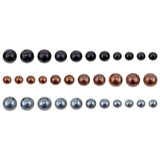example of the sizes for Droplets, Halloween - by Tim Holtz Idea-Ology - light, flatbacked dome shaped droplets made of resin, coloured in bronze, pewter and charcoal. Pack of 192 pieces in various sizes. TH94265