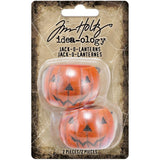 Jack O Lanterns ... by Tim Holtz Idea-Ology - miniature pumpkin buckets moulded from durable resin, with wire handles and cheerful faces. Use for mixed media, assemblage projects, off-the-page marvels and party decor. Pack of 2 Pumpkin Baskets.