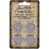 Quote Seals, Halloween - Metal Adornments ... by Tim Holtz Idea-Ology - Use for cardmaking, mixed media, assemblage projects, off-the-page marvels and party decor. 4 (four) pieces, 1 (one) of each design.   The wonderful vintage styling of this embellishment designed by Tim Holtz mimics the shape of a wax seal but in silver coloured metal. 