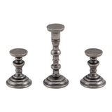 example of the 3 stands - Metal Candle Stands - 3 (three) stands ... by Tim Holtz Idea-Ology - Use for mixed media, assemblage projects, off-the-page marvels and party decor. Pack of 3 metal embellishments.  These silver coloured metal stands have beautifully shaped stems, steady base and flat top to hold miniature candles, jars and bottles with ease.