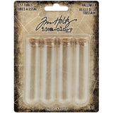 Test Tubes - 4 Glass Vials with Cork Lids ... by Tim Holtz Idea-Ology - Use for visual arts, mixed media, assemblage projects, off-the-page displays and party decor. Pack of 4 (four) test tubes with lids, each 1/2" wide x 2 1/2" high (plus the cork).  Perfectly sized to hold all kinds of decorative elements like embellishments, baubles, glitter, paper flowers, chopped up bits of faux confectionary or anything else you'd like to use in your make. 