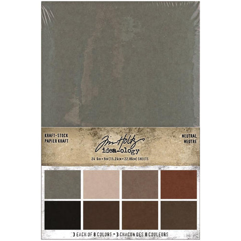 Tim Holtz Idea-Ology Surfaces - Kraft Stock 6x9 - Neutral - 24 Sheets of Brown Cardstock
