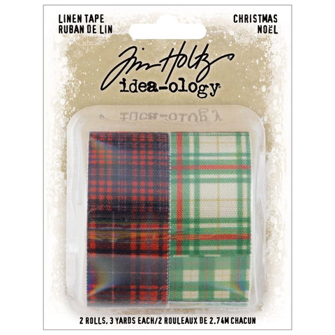 Red and Greens, Plaid Linen Design Tape, 2 Rolls ... by Tim Holtz Idea-Ology - 2 (two) rolls of decorative adhesive backed fabric strips each 1" wide, 3 yards (2.74 m) long. 1 (one) of each design.  Add a wonderful vintage feel to your makes with Tim Holtz Idea-Ology Linen Tape in beautiful checks and plaids, all in hues of greens and reds over antique white.
