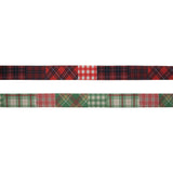 Red and Greens, Plaid Linen Design Tape, 2 Rolls ... by Tim Holtz Idea-Ology - 2 (two) rolls of decorative adhesive backed fabric strips each 1" wide, 3 yards (2.74 m) long. 1 (one) of each design.  Add a wonderful vintage feel to your makes with Tim Holtz Idea-Ology Linen Tape in beautiful checks and plaids, all in hues of greens and reds over antique white. photo of the designs.