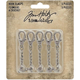 Hook Clasps Idea-Ology ... by Tim Holtz - 5 (five) vintage inspired, metal clasps with chain used to attach and hold artwork, memorabilia and other items together.