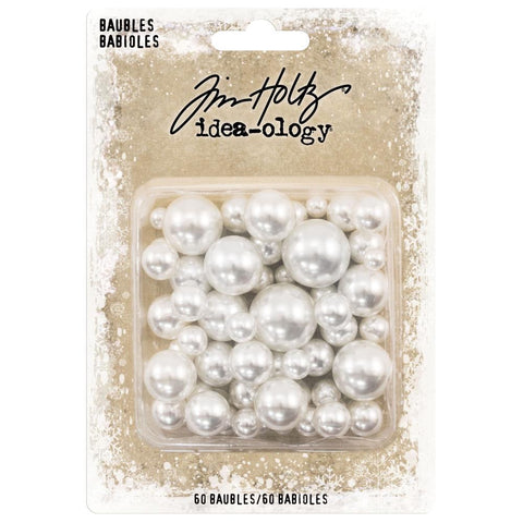 Tim Holtz Idea-Ology - Adornments - Pearl Baubles - 60 Undrilled Beads
