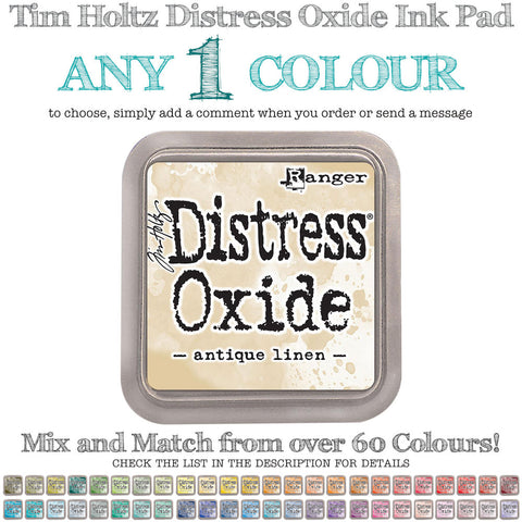 Distress Oxide Ink Pad - by Tim Holtz and Ranger ... Choose any 1 (one) colour from all the Distress colours in this beautiful range of unique matte inks. (also called stamp pad or InkPad), a square of felt that is used for applying ink to rubber and clear stamps or creating backgrounds using a craft mat (swiping, smooshing and marbelling). Ink pad casing is 3"x3", the felt is 2"x2".