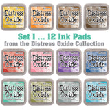 image showing the colours of Set 1 of Distress Oxide Ink Pad from Tim Holtz and Ranger, for sale at Art by Jenny in Australia 