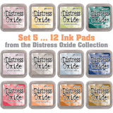 image showing the colours of Set 5 of Distress Oxide Ink Pad from Tim Holtz and Ranger, for sale at Art by Jenny in Australia 