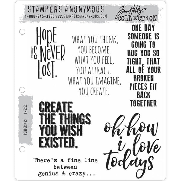 Ponderings ... 6 (six) Cling Rubber Stamps by Tim Holtz (CMS252)
