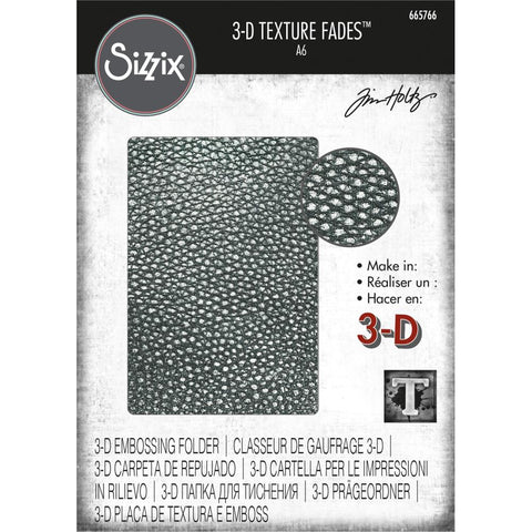 Cracked Leather - 3D Texture Fades Embossing Folder ... by Tim Holtz and Sizzix (no.665766). image of the packaging