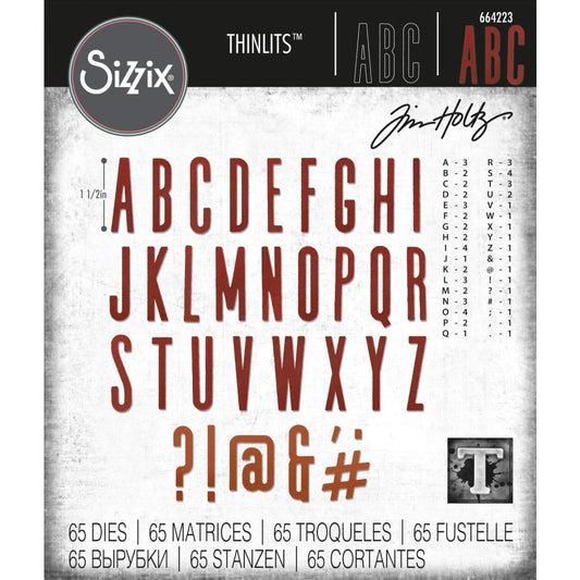 cover of Tim Holtz Thinlits Die Cutting Set by Sizzix - Alpha Classic Upper Capital Letters