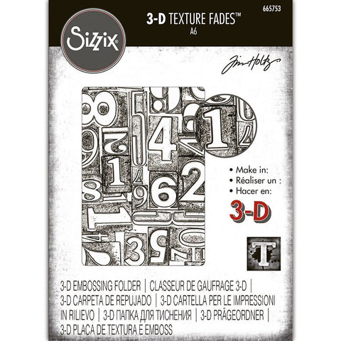 Numbered - 3D Texture Fades Embossing Folder ... by Tim Holtz and Sizzix (no.665753).