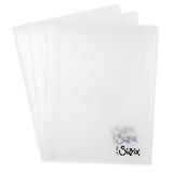 Storage Envelopes, Portrait - Fits Embossing Folders ... by Tim Holtz and Sizzix. Plastic clear pockets with flap enclosure. Pack of 3 (three) empty envelopes (Sizzix no.66550). Each is 5 1/4" x 6 3/4" high.  Tim Holtz's Sizzix semi-translucent plastic envelopes are ideal for storing die cutting templates and embossing folders, to feel organised in a stylish and practical way. Photo of 3 pockets.