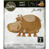 Bernice the Hippo ... Colorize Thinlits - Die Cutting Templates by Tim Holtz and Sizzix (no. 665366).  Tim Holtz's Colorize Thinlits are an amazing way to cut out and make characters with a dimensional look, quickly and easily!  This beautiful hippopotamus named Bernice (could easily be Bernard or Bruce), is just standing around waiting for you to get creative with her ... Dress her up in a tutu to add her to cards, journal pages, scrapbooking memories and other artwork. Have oodles of fun!