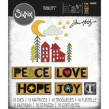Christmas Cutouts - Sizzix Thinlits die cutting templates by Tim Holtz. A wonderful collection of words, trees, buildings, stars, a cloud and moon  (no.666064).   This beautiful seasonal set of die cutting templates