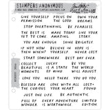 Noteworthy ... rubber stamp set by Tim Holtz - 29 (twenty nine) designs (CMS446).  Make today amazing with this wonderful collection of thoughtful positive phrases