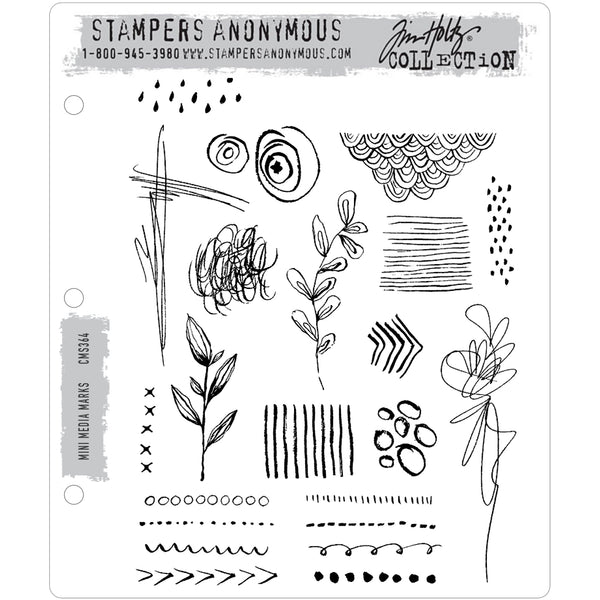 Mini Media Marks ... Doodles and Scribbles with Style! - set of 22 rubber stamps by Tim Holtz