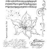 The Poinsettia ... rubber stamps by Tim Holtz and Stampers Anonymous (CMS426). 7 (seven) designs.   A beautiful poinsettia with musical background piece, scrollwork, script, writing and other wonderful stamps for the festive season.  We have a small poinsettia tree in the garden, its not big but it flowers a few times a year so I figure we can use it for birthdays and other occasions too, its such a beautiful plant!