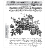 Exquisite ... stamp set by Tim Holtz and Stampers Anonymous - 3 (three) cling mounted rubber stamps (CMS453).    Exquisite is the perfect name for Tim's set of stamps as it has a gorgeous branch of engraved flowers with a sign or letterhead and paragraph of beautiful writing
