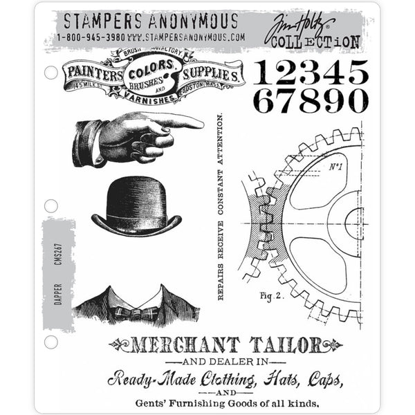 Tim Holtz Stamp Set Dapper by Stampers Anonymous for sale at Art by Jenny
