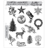 Holiday Things by Tim Holtz ... 13 (thirteen) rubber stamps made by Stampers Anonymous (CMS441).  Wonderful set of vintage engravings styled Christmas stamps. 