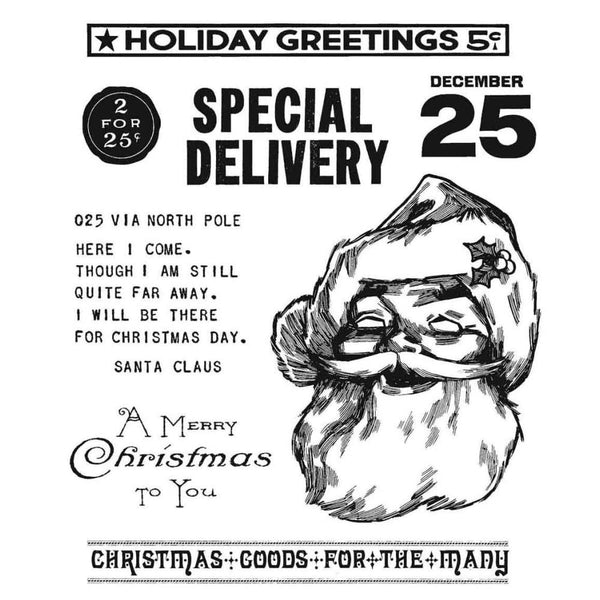 Jolly Santa cms422  - Tim Holtz Stampers Anonymous Cling Rubber Stamp Set - overview of the designs