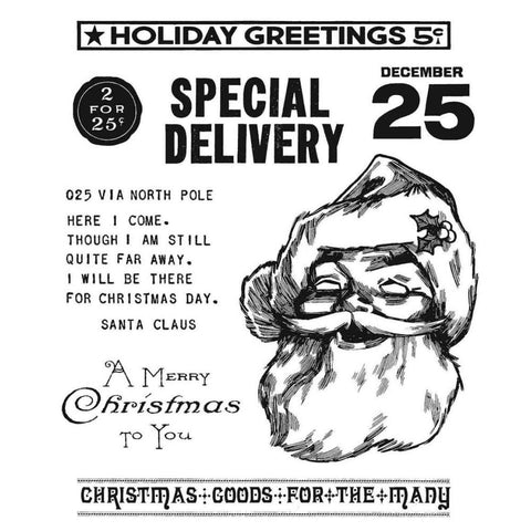 Jolly Santa cms422  - Tim Holtz Stampers Anonymous Cling Rubber Stamp Set - overview of the designs