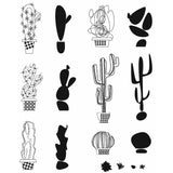 Mod Cactus ... rubber stamps by Tim Holtz (CMS431). 12 (twelve) wonderfully styled cactus stamps plus flowers.  This set of 6 finely drawn cactus, each in plant pots of different sizes and patterns with complimenting stylish shaped shadows (for shadows or colouring areas in a retro fashion). Or using the shadows as another cactus and adding your own outlines, thorns, flowers and patterns. No rules! Just enjoy :)   Also in this set are 2 little stamps of cactus flowers in the similar layered style.