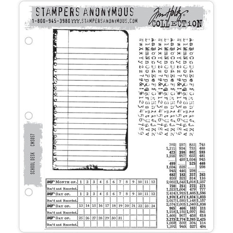 School Desk ... 4 (four) rubber stamps by Tim Holtz and Stampers Anonymous (CMS057). 