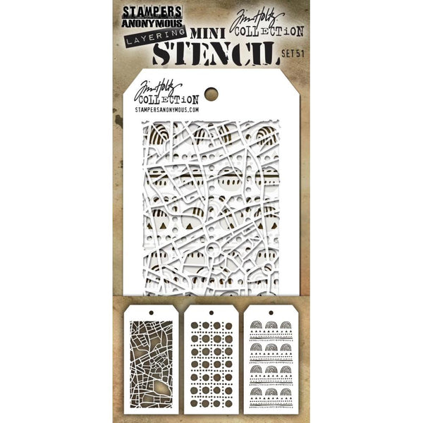 Tim Holtz Layering Mini Stencil - Set 51 - Metropolis Dotted Line Nature