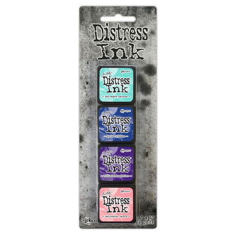 Mini Distress Ink Pads, Set no. 17 ... 4 (four) colours in this kit are Salvaged Patina, Prize Ribbon, Villainous Potion, Saltwater Taffy - by Tim Holtz and Ranger.
