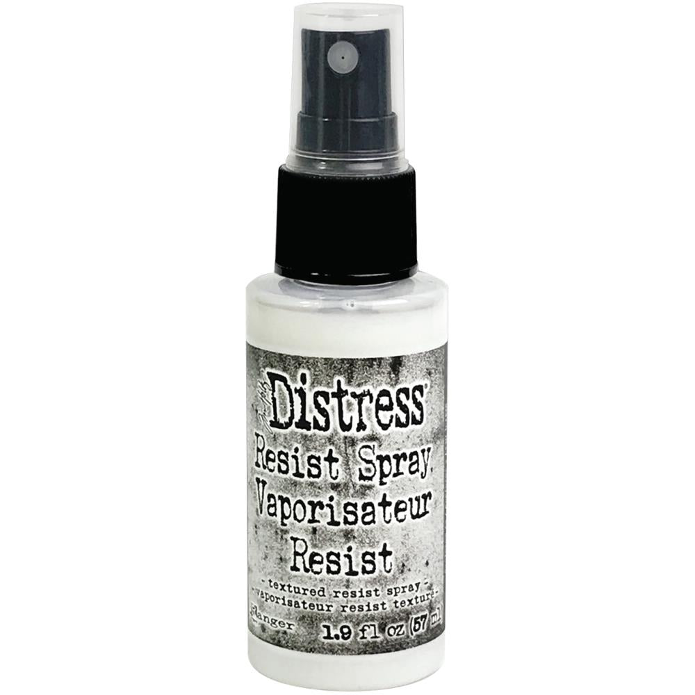 Distress Resist Spray ... by Tim Holtz - dries clear, shiny and permanent. 1.9fl oz, 57ml Bottle with spray nozzle.

Tim Holtz Distress Resist Spray is a unique medium that sprays on semi-translucent then cures transparent and glossy. Once dry, this medium is water resistant even when sprayed onto plastics.

Have a bit of fun and use to create various layered effects on your project. Perfect for mixed media, visual arts, scrapbooking, journaling and other papercrafts.