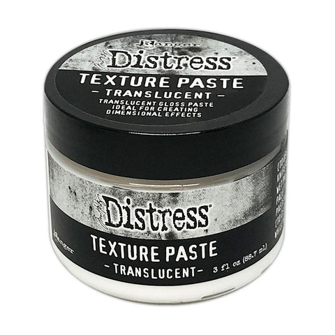 Texture Paste, Translucent - Tim Holtz Distress Dimensional Medium with clear coverage and gloss finish, 3fl oz (88.7ml) jar. Made by Ranger.